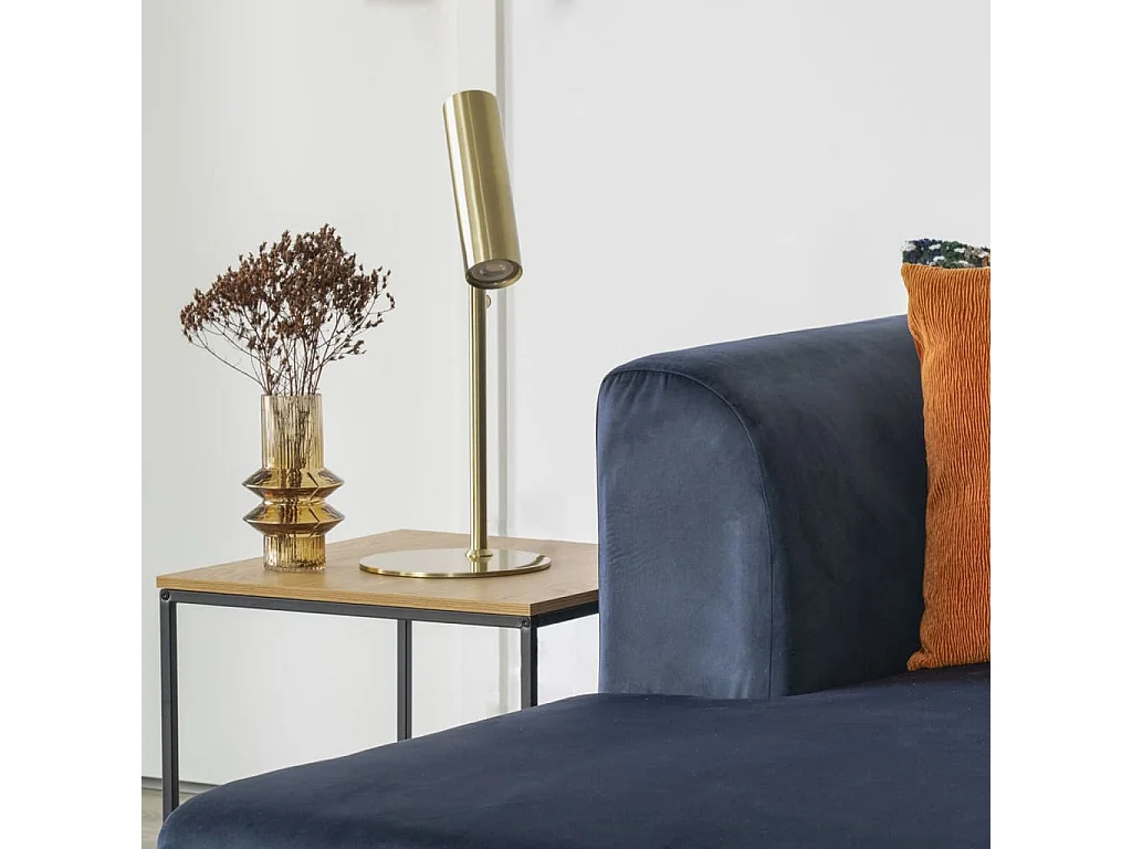 Mesa lateral de aspecto de roble con marco negro 45 x 45 x 45 cm