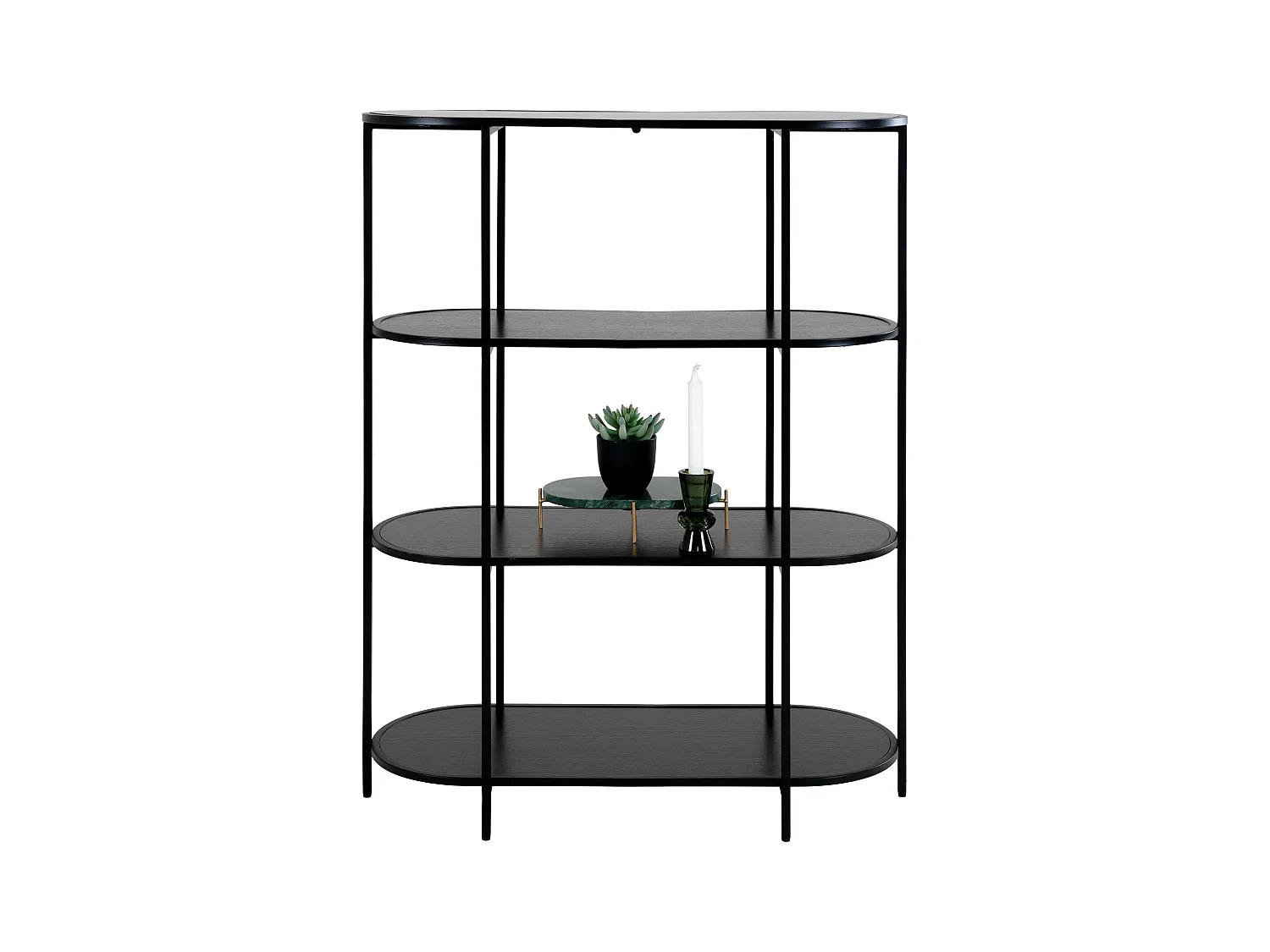 Estante ovalado VITA - Madera natural o metal negro-Color Negro