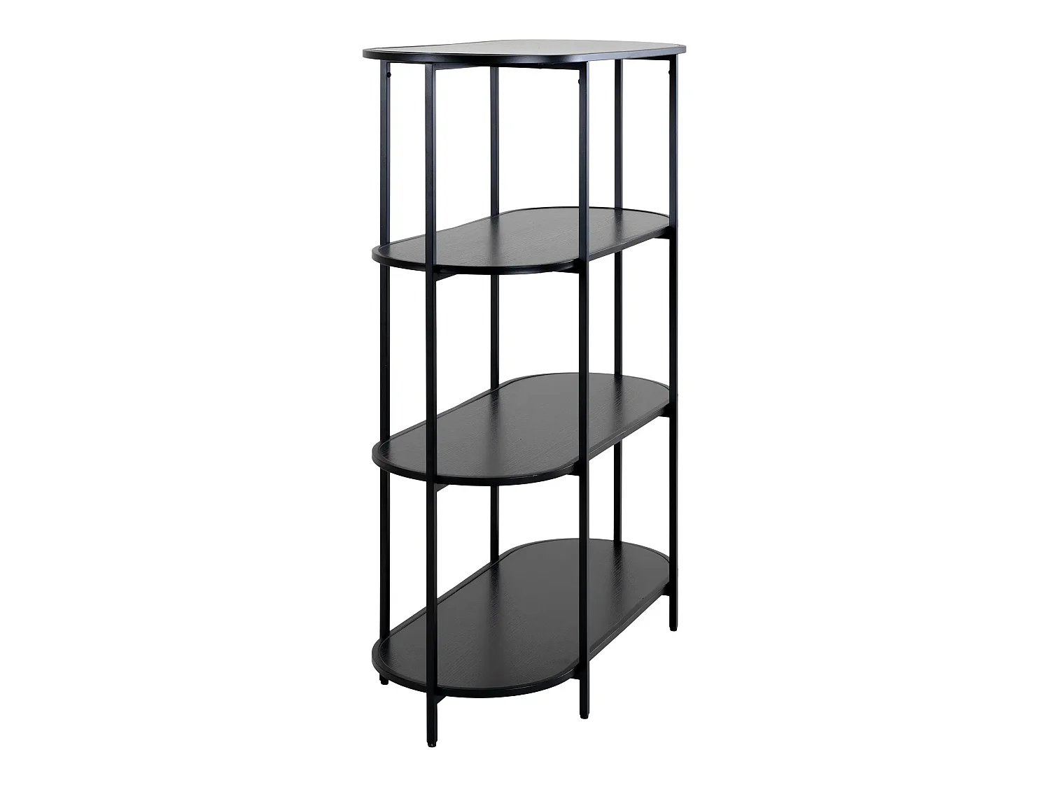 Etagère ovale VITA - Bois naturel ou métal noir-Noir