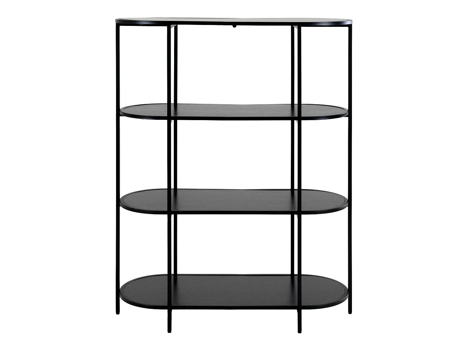 Etagère ovale VITA - Bois naturel ou métal noir-Noir