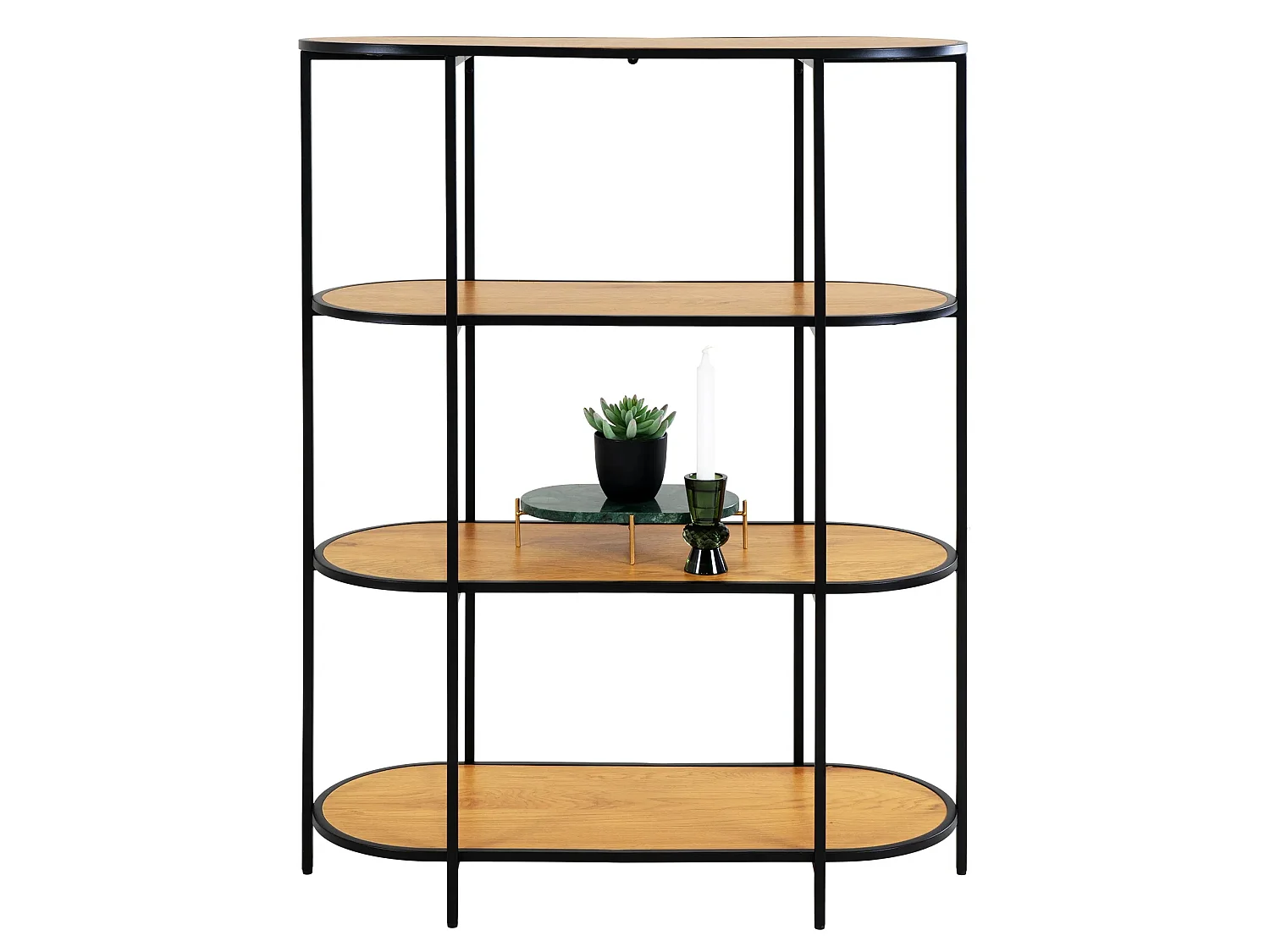 Etagère ovale VITA - Bois naturel ou métal noir-Noir