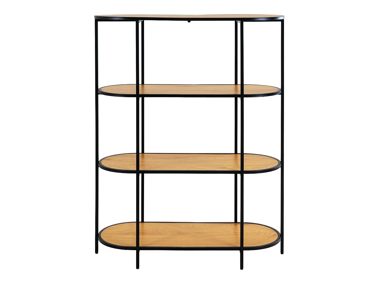 Etagère ovale VITA - Bois naturel ou métal noir-Noir