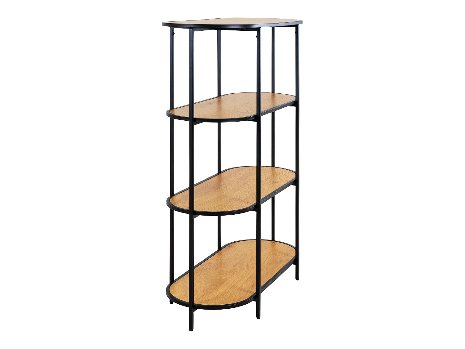 Etagère ovale VITA - Bois naturel ou métal noir-Noir