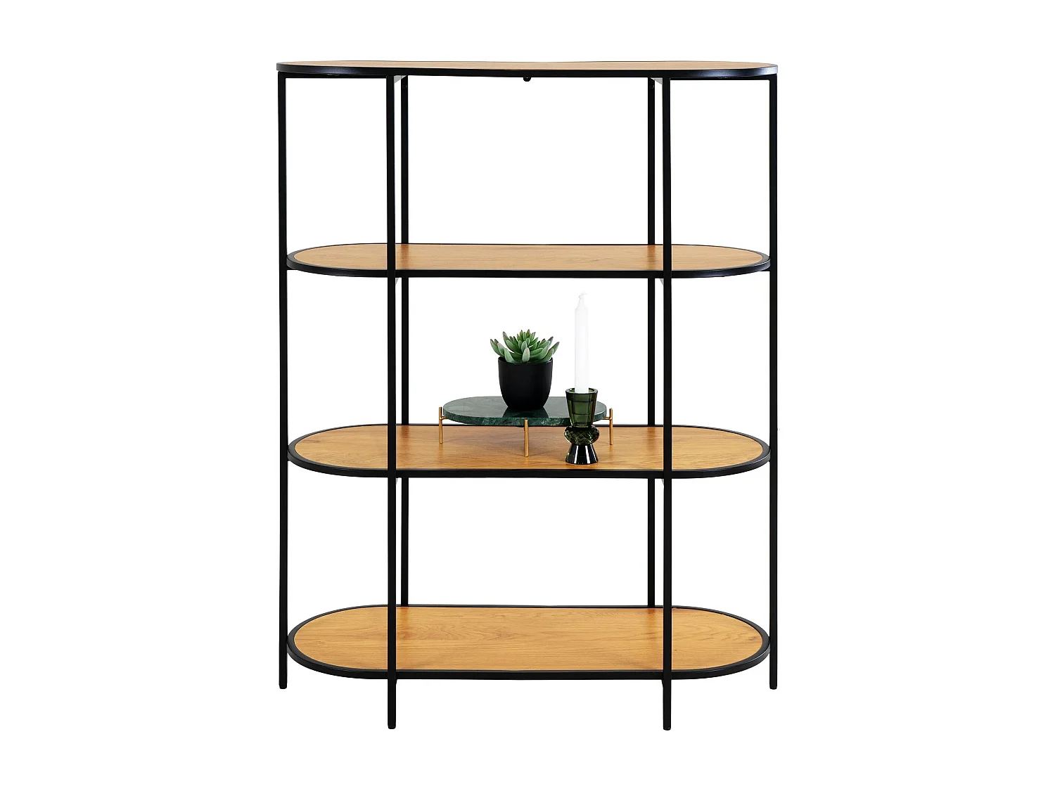 Etagère ovale VITA - Bois naturel ou métal noir-Beige