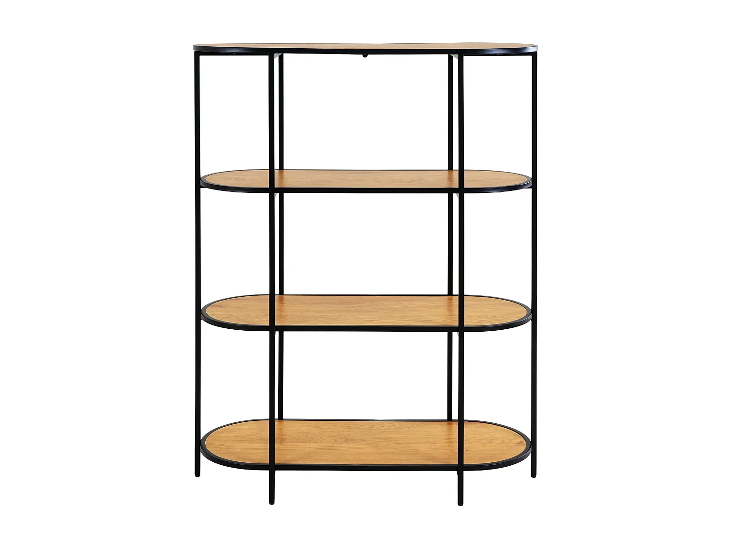 Etagère ovale VITA - Bois naturel ou métal noir-Beige