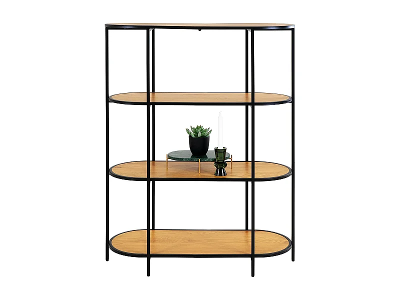 Etagère ovale VITA - Bois naturel ou métal noir-Beige