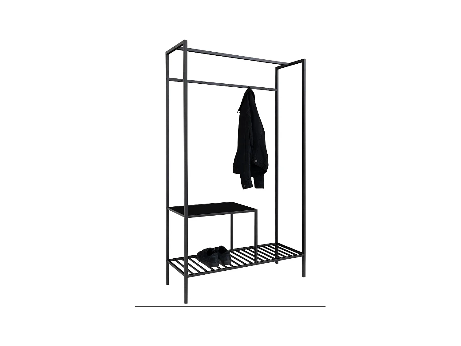 Vita Garderobenständer mit 2 Regalen, schwarz.