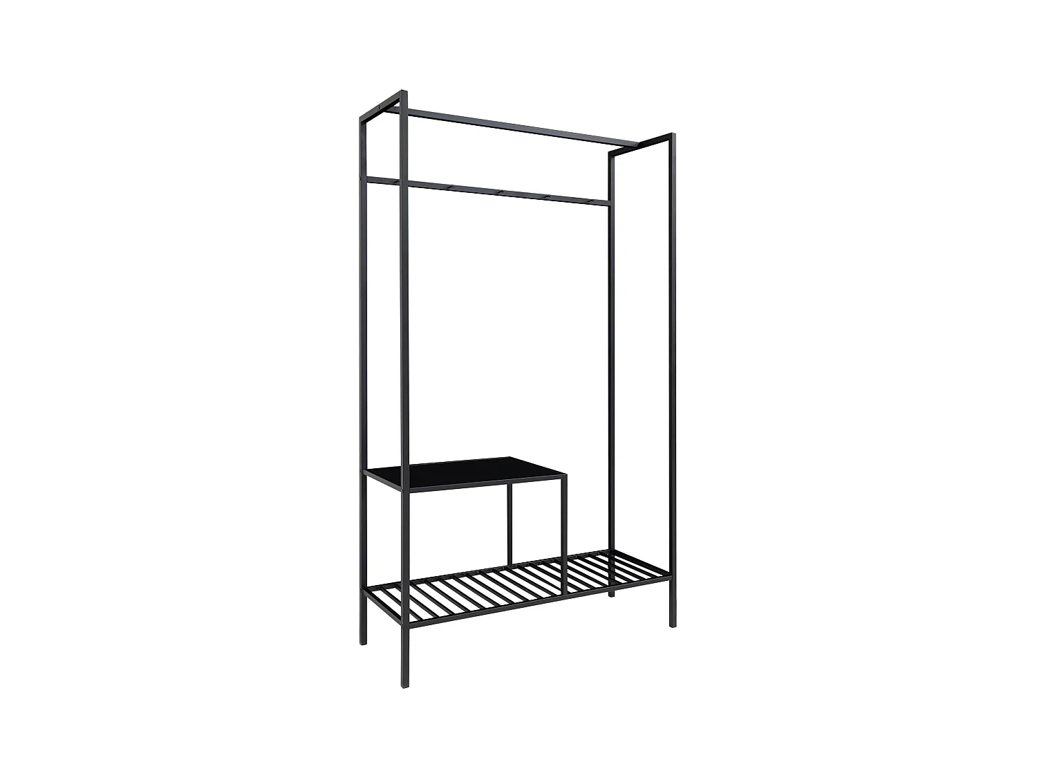 Vita Garderobenständer mit 2 Regalen, schwarz.