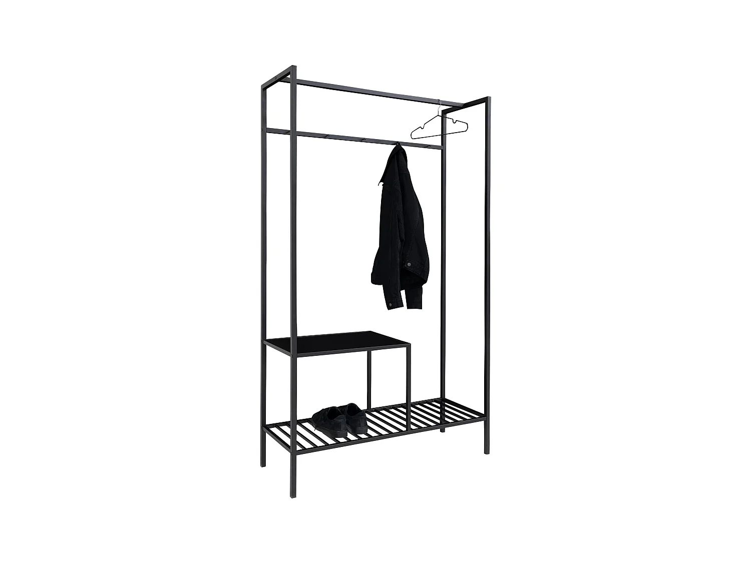 Vita Garderobenständer mit 2 Regalen, schwarz.
