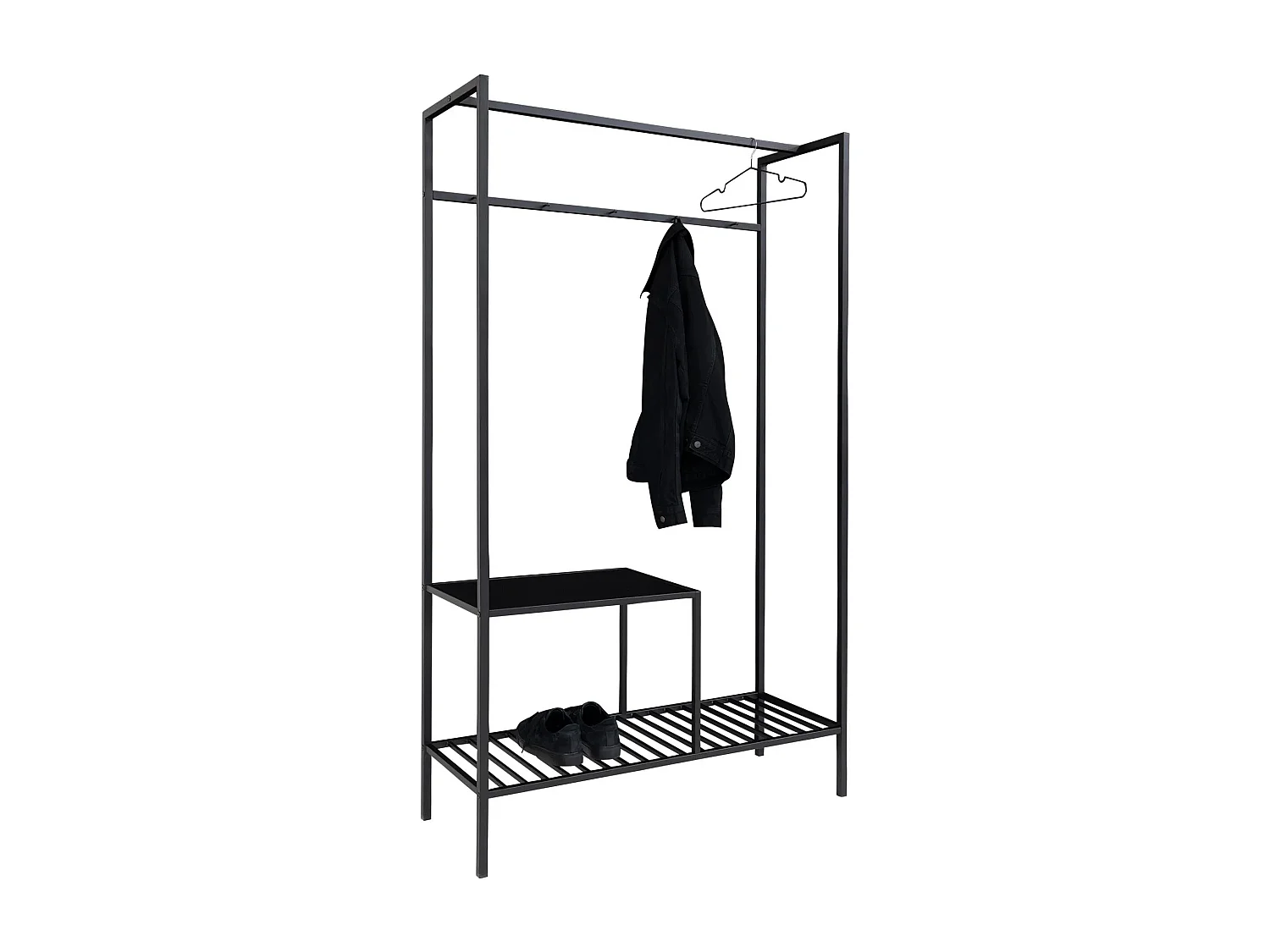 Vita Porte-manteau avec 2 tablettes de rangement, noir.