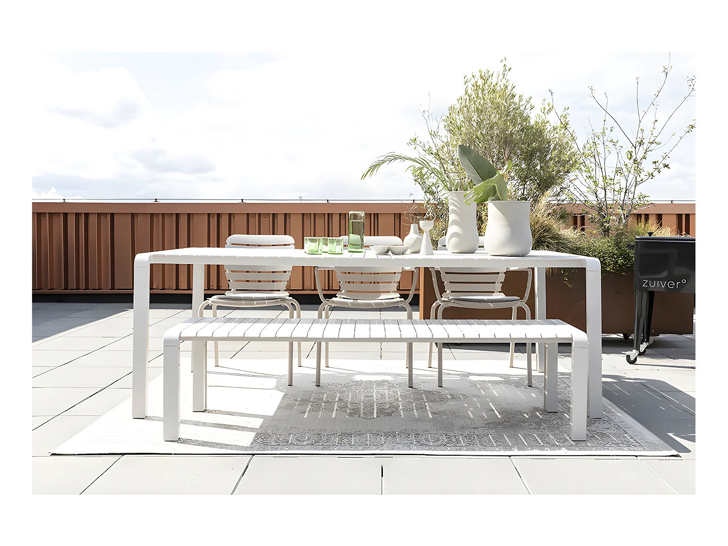 VONDEL - Table de jardin en métal 214x97cm