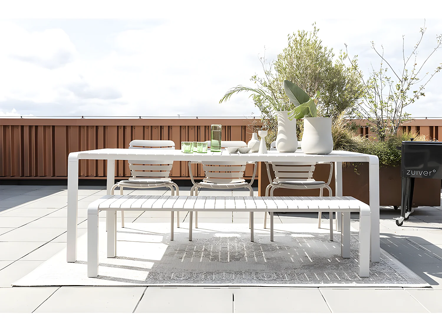 VONDEL - Table de jardin en métal 214x97cm