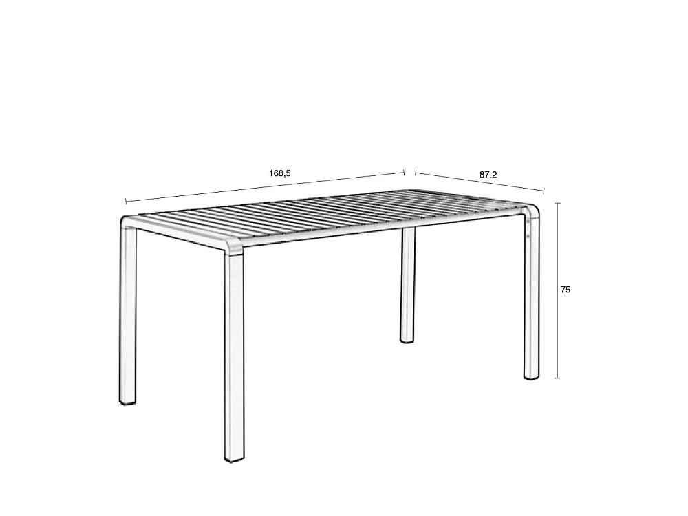 VONDEL - Table à manger de jardin en métal 168x87cm
