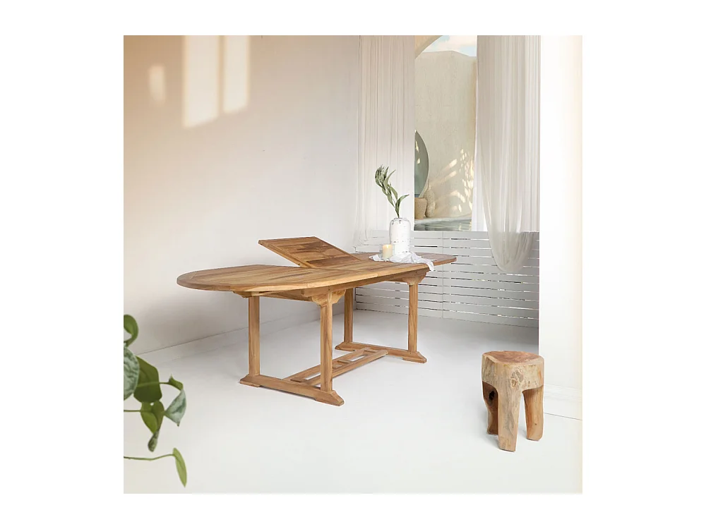 SALAMANCA - Table à manger de jardin extensible en teck 180-240x90cm