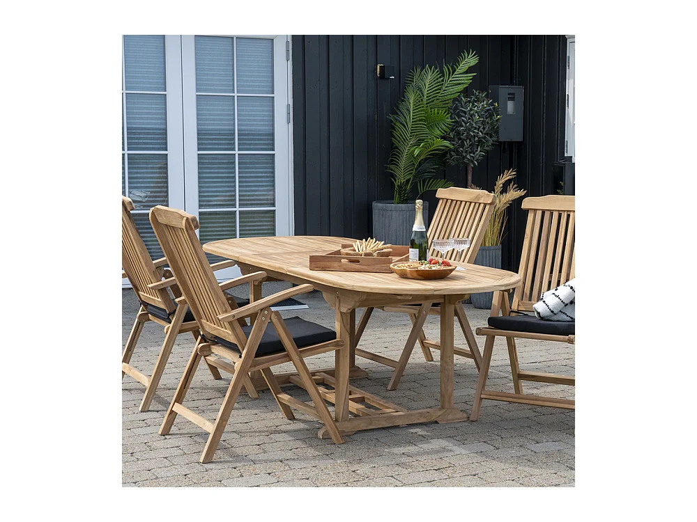 SALAMANCA - Table à manger de jardin extensible en teck 180-240x90cm