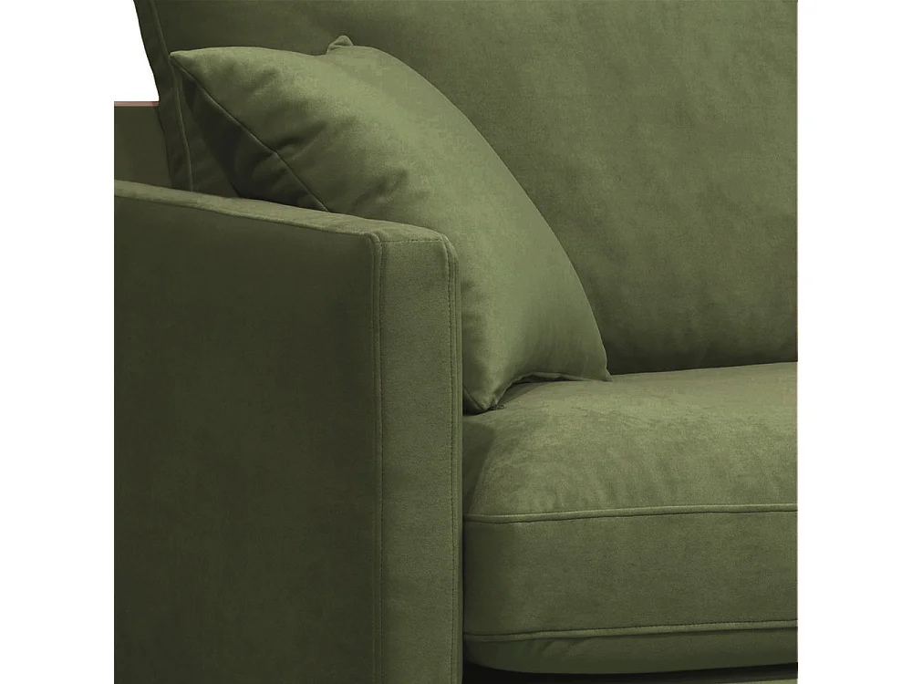 Villabon - Fauteuil XL en velours pieds épingles noirs - Vert olive