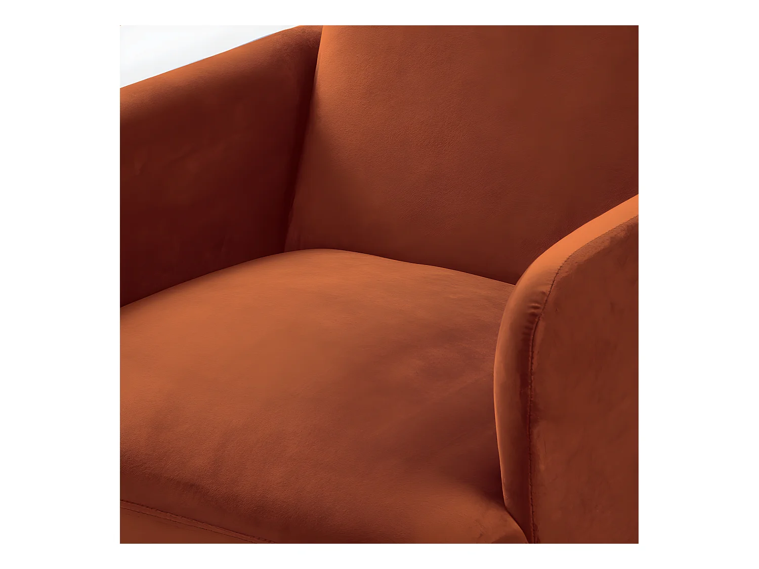 Brooks - Fauteuil rétro en velours pieds bois foncé - Rouille