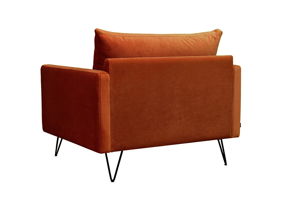 Villabon - Fauteuil XL en velours pieds épingles noirs - Rouille