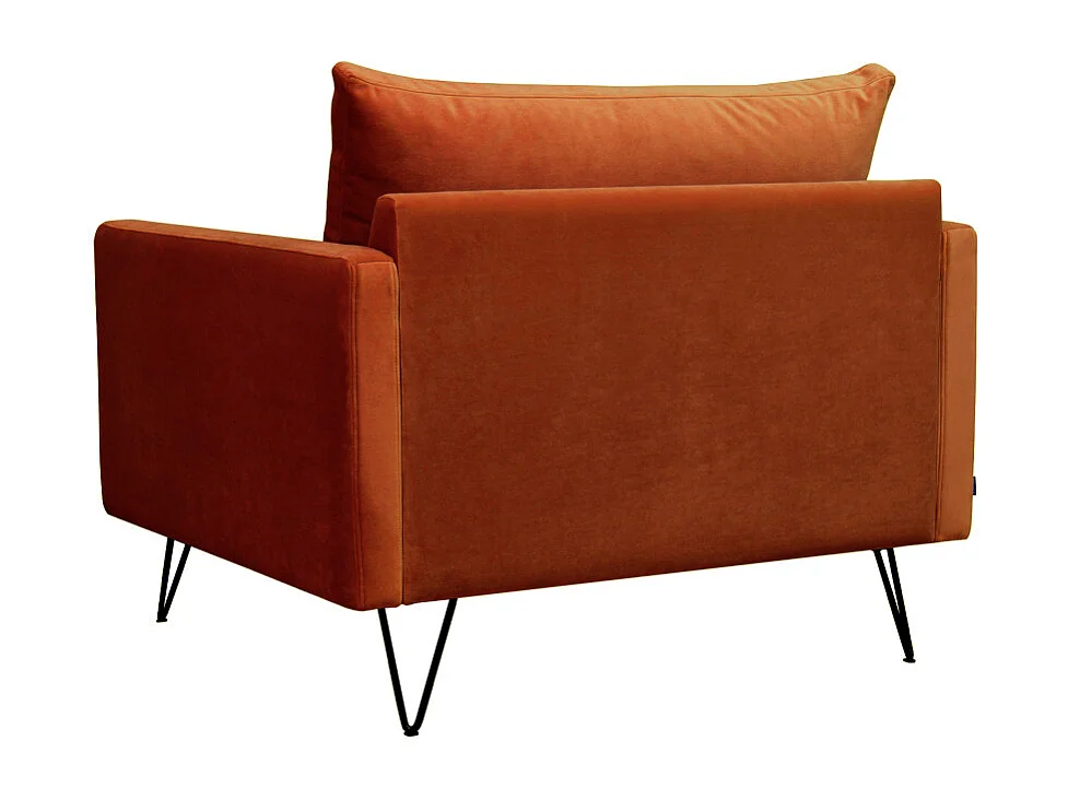 Villabon - Fauteuil XL en velours pieds épingles noirs - Rouille