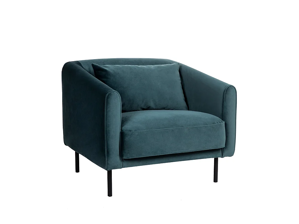 Winsen - Fauteuil en velours pieds droits en métal - Vert eucalyptus