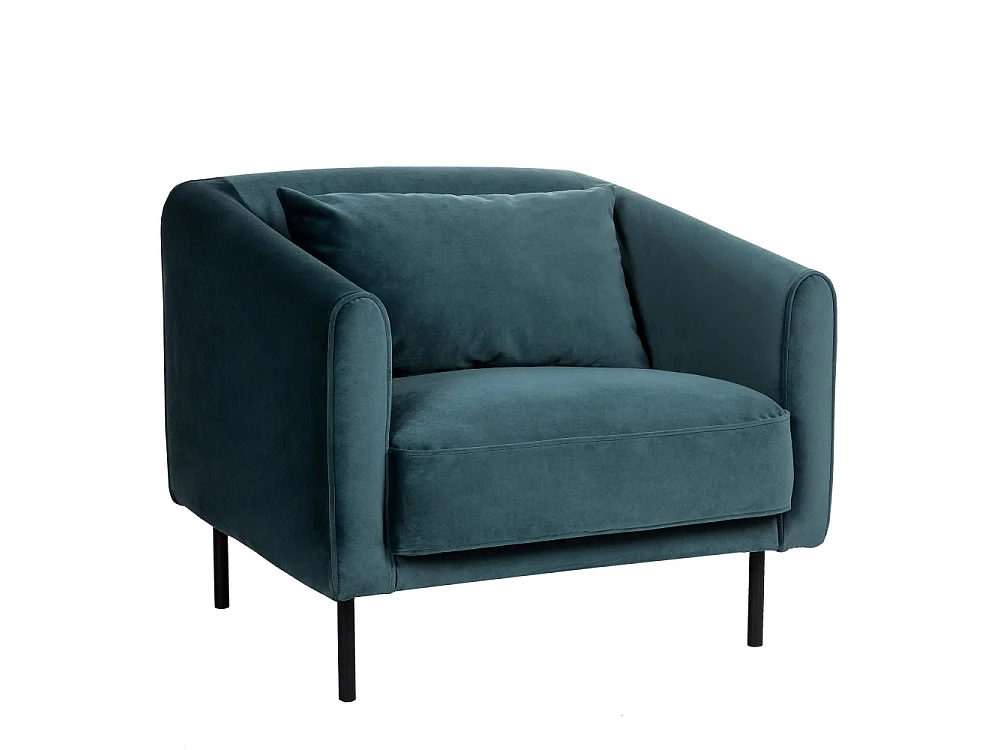 Winsen - Fauteuil en velours pieds droits en métal - Vert eucalyptus