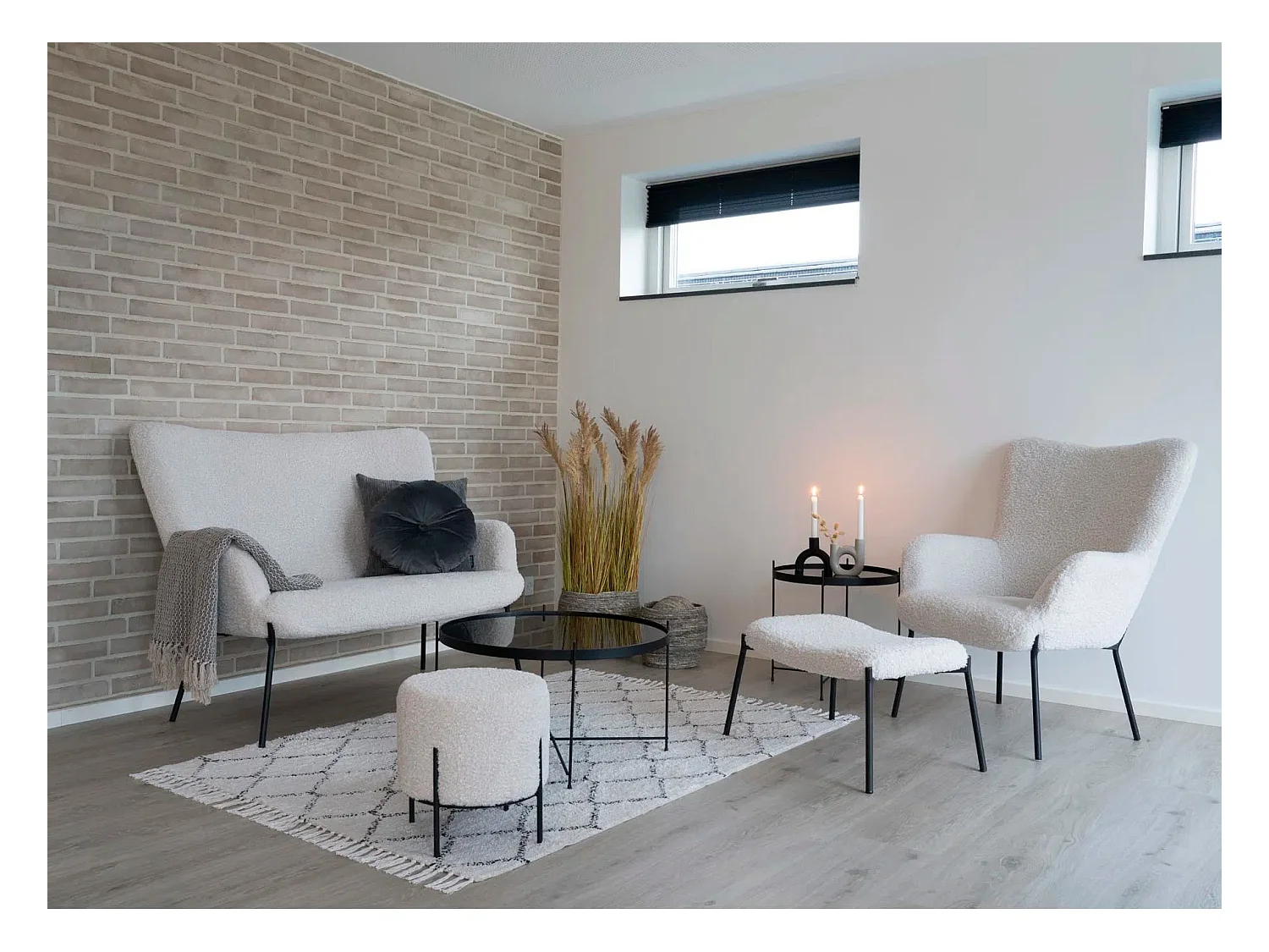 Glasgow Sessel Lammfellimitat, weiß.