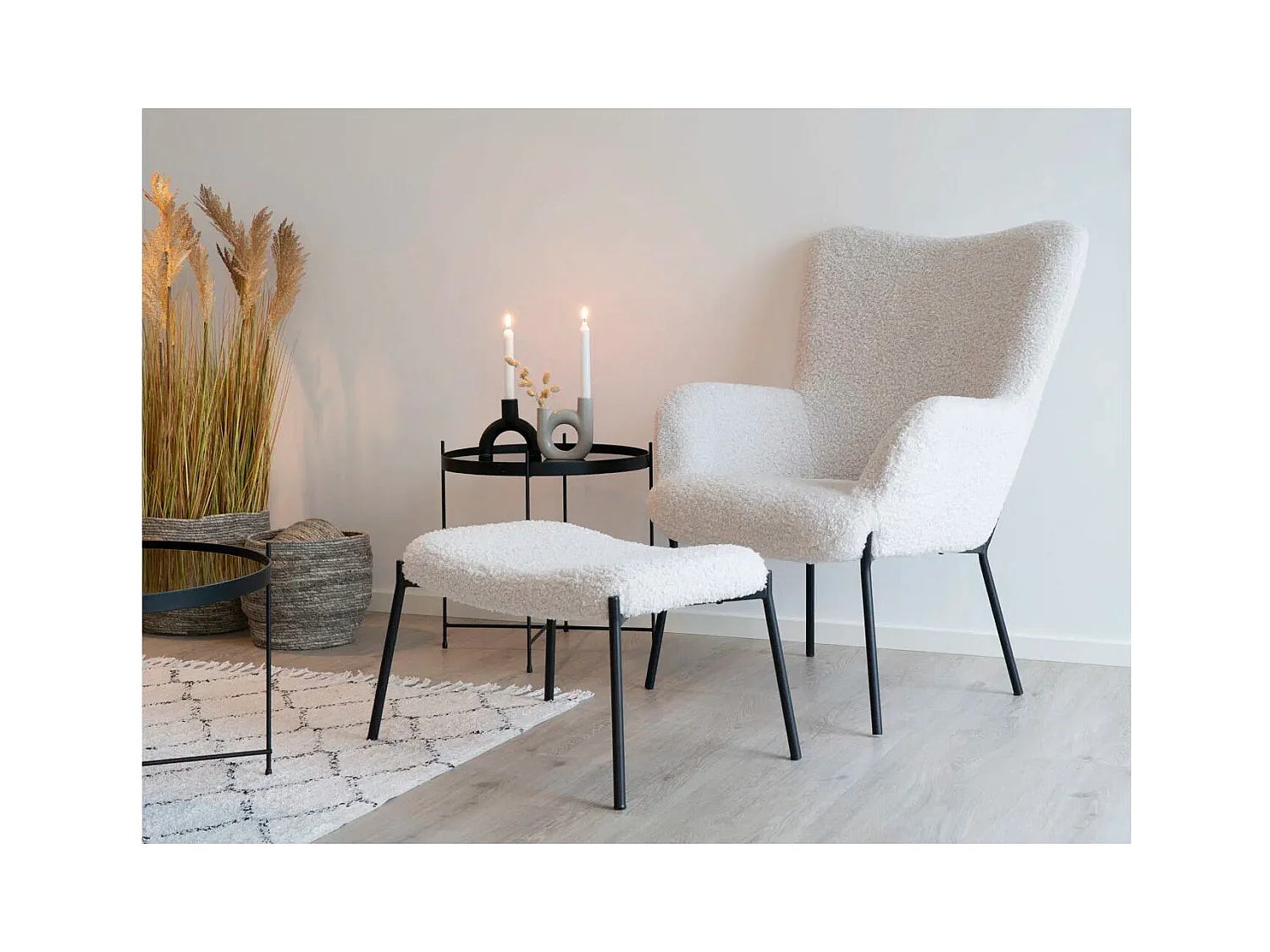 Glasgow Sessel Lammfellimitat, weiß.