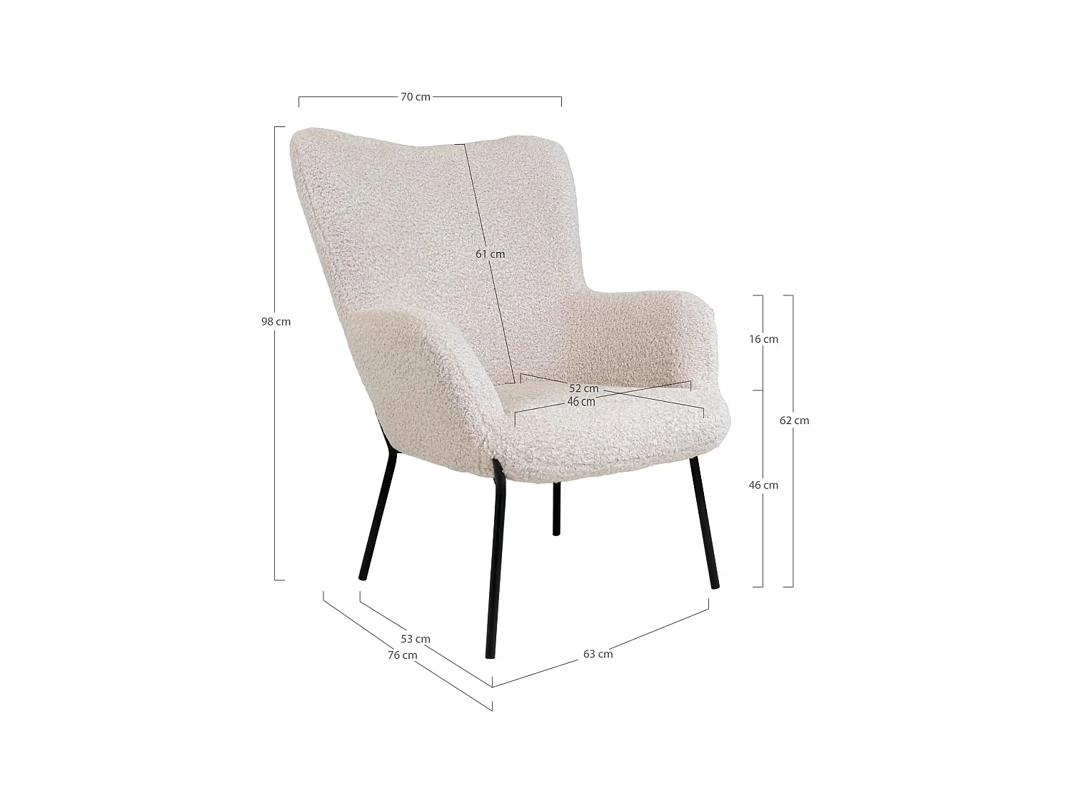 Glasgow Sessel Lammfellimitat, weiß.