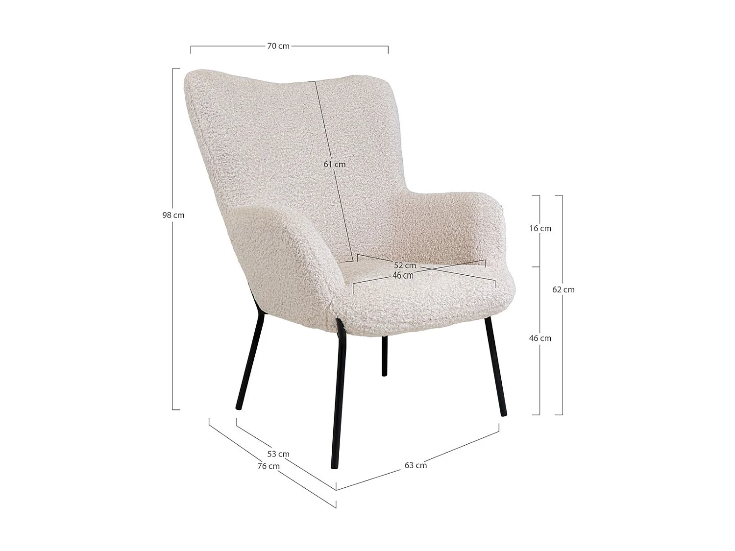 Glasgow Fauteuil, imitation peau de mouton, blanc.