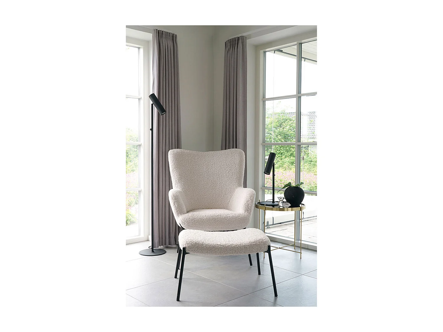 Glasgow Fauteuil, imitation peau de mouton, blanc.