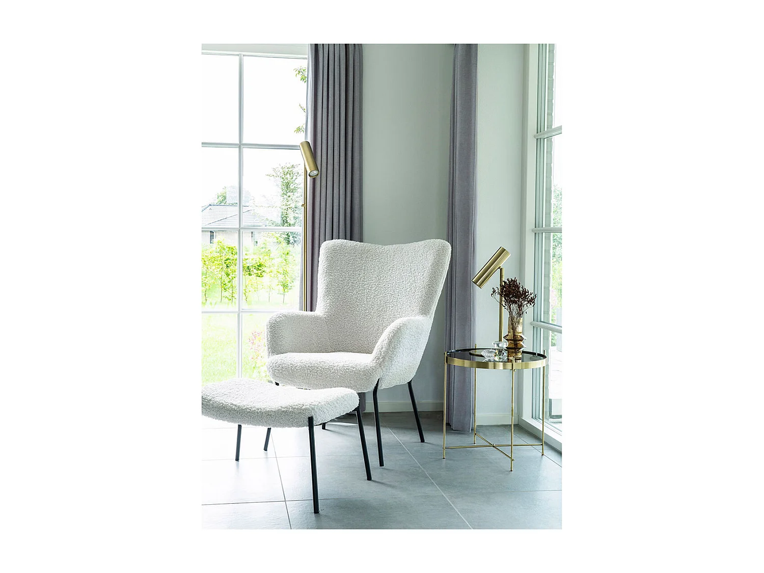 Glasgow Fauteuil, imitation peau de mouton, blanc.