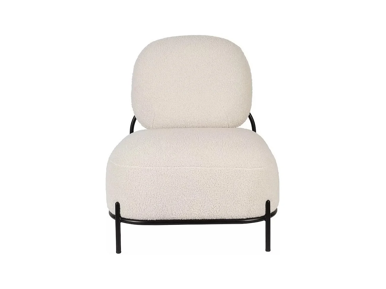 POLLY - Fauteuil compact en tissu Teddy ivoire