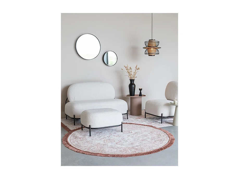 POLLY - Fauteuil compact en tissu Teddy ivoire