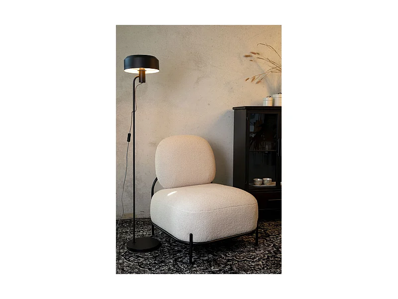POLLY - Fauteuil compact en tissu Teddy ivoire