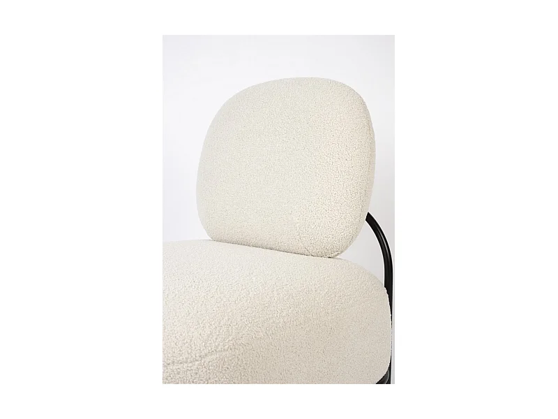 POLLY - Fauteuil compact en tissu Teddy ivoire