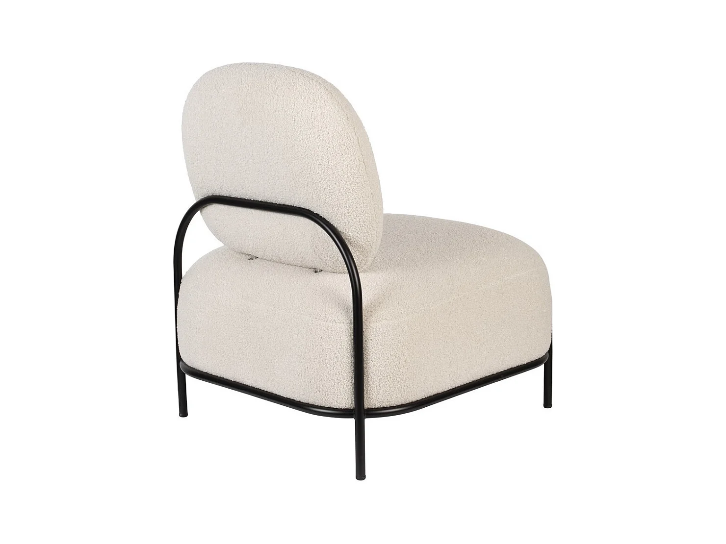 POLLY - Fauteuil compact en tissu Teddy ivoire