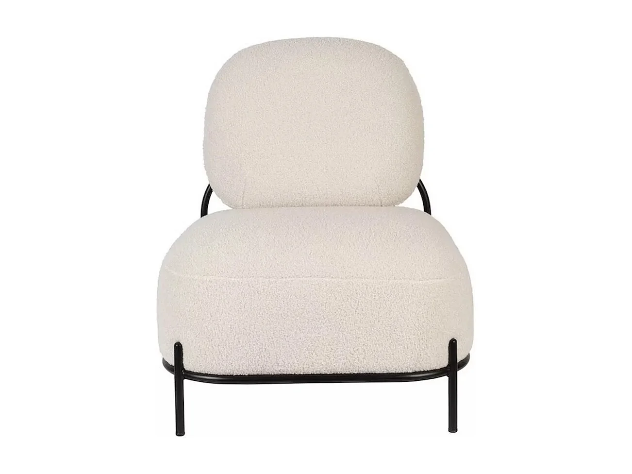 POLLY - Fauteuil compact en tissu Teddy ivoire