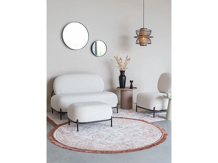 POLLY - Fauteuil compact en tissu Teddy ivoire