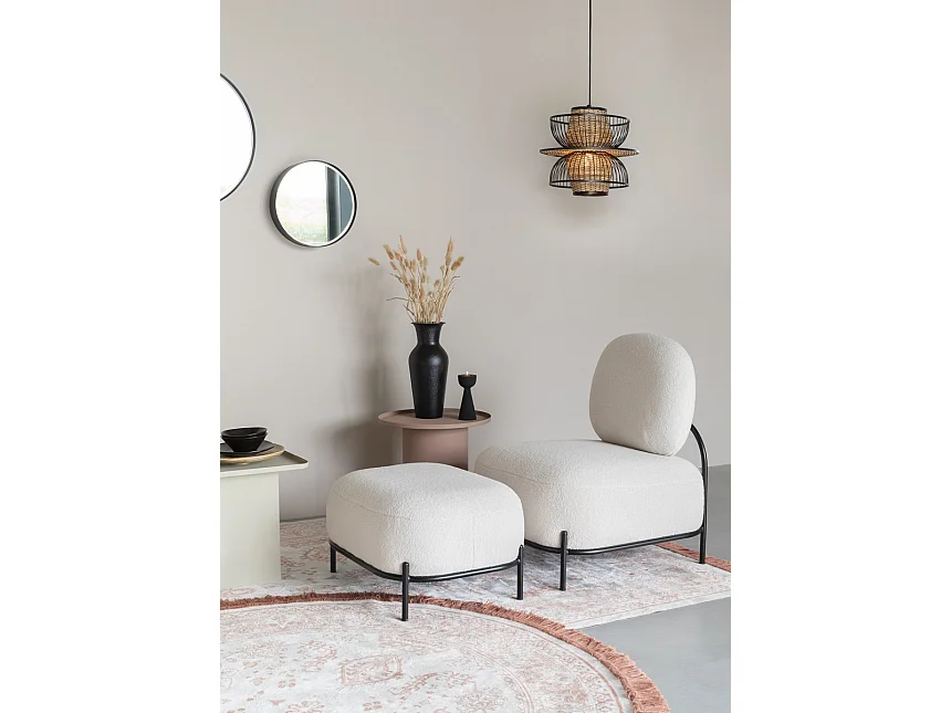 POLLY - Fauteuil compact en tissu Teddy ivoire