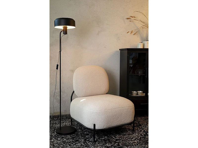 POLLY - Fauteuil compact en tissu Teddy ivoire