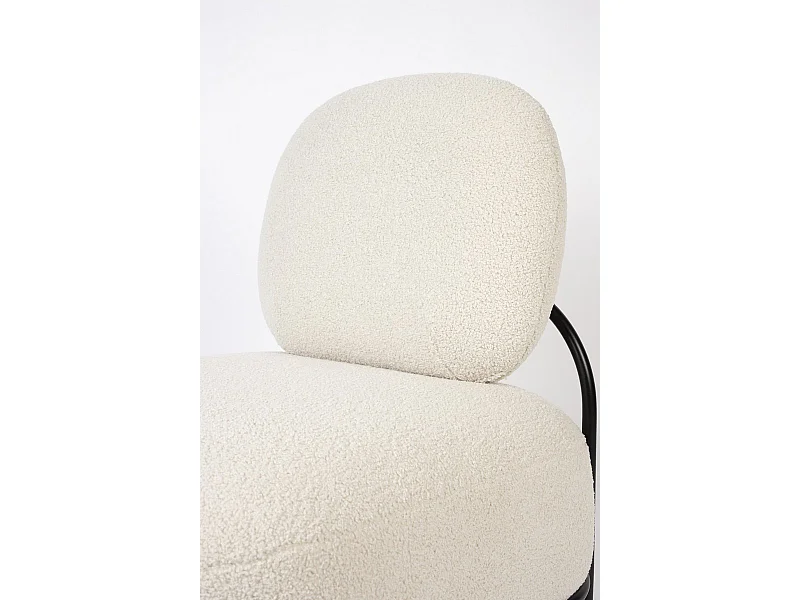 POLLY - Fauteuil compact en tissu Teddy ivoire