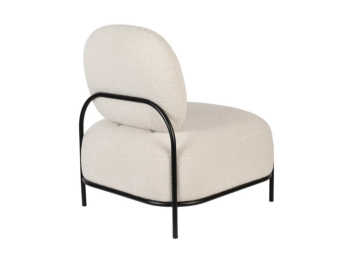 POLLY - Fauteuil compact en tissu Teddy ivoire