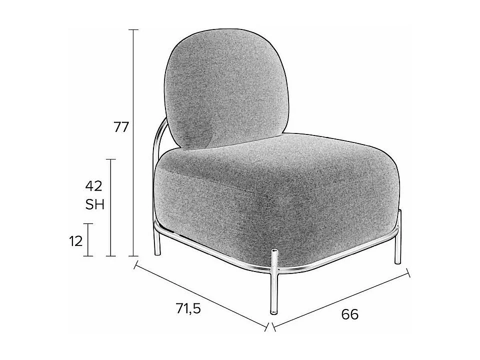 POLLY - Fauteuil compact en tissu Teddy ivoire