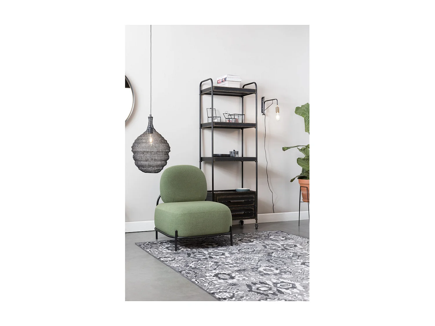 POLLY - Fauteuil lounge en tissu polyester vert