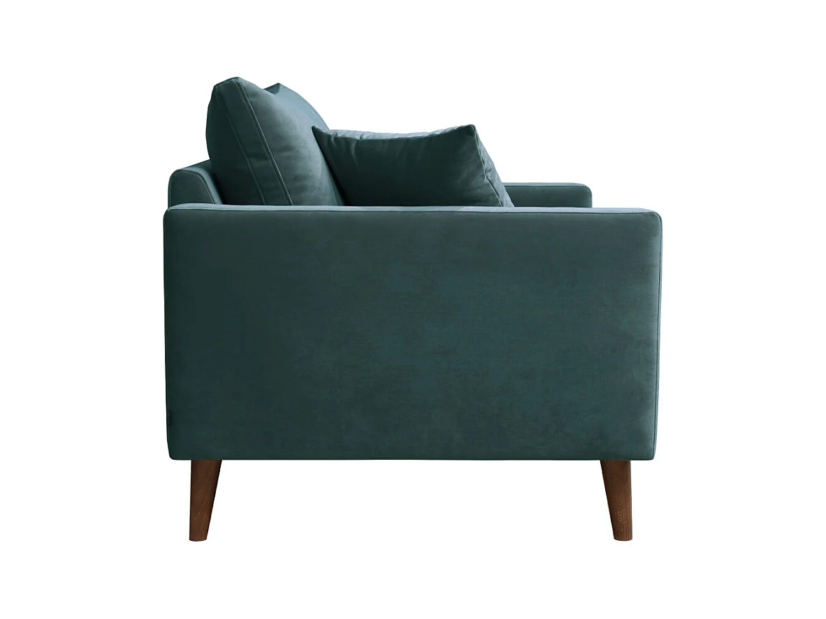 Villabon - Fauteuil XL en velours pieds bois foncé - Vert eucalyptus