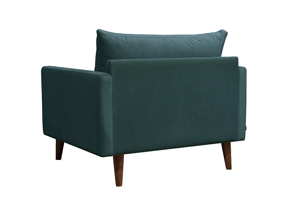 Villabon - Fauteuil XL en velours pieds bois foncé - Vert eucalyptus