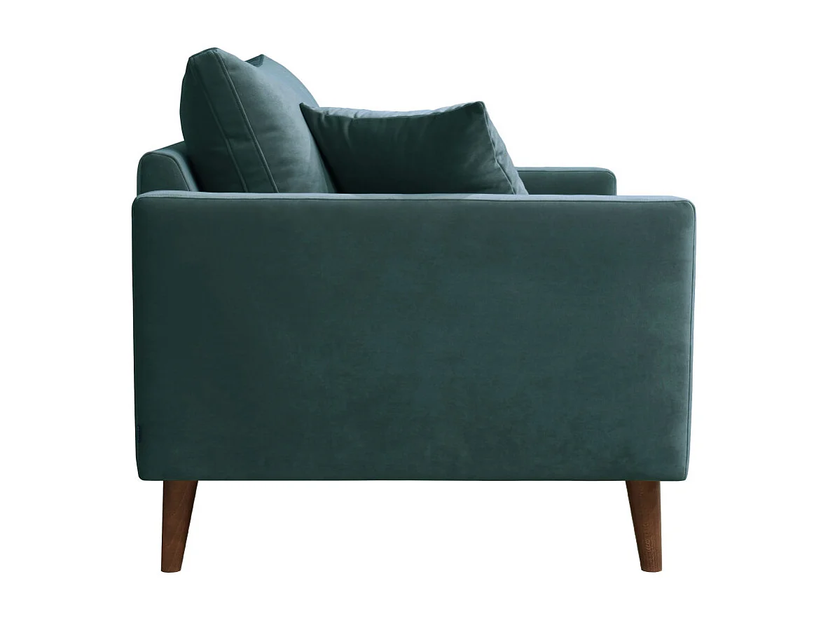 Villabon - Fauteuil XL en velours pieds bois foncé - Vert eucalyptus