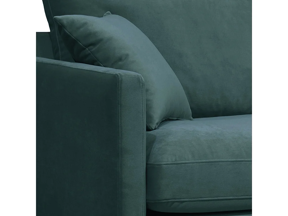 Villabon - Fauteuil XL en velours pieds bois foncé - Vert eucalyptus