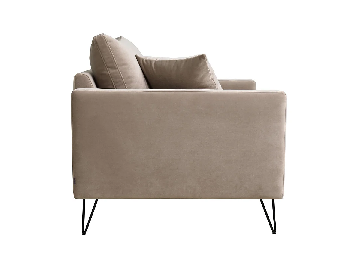 Villabon - Fauteuil XL en velours pieds épingles noirs - Beige