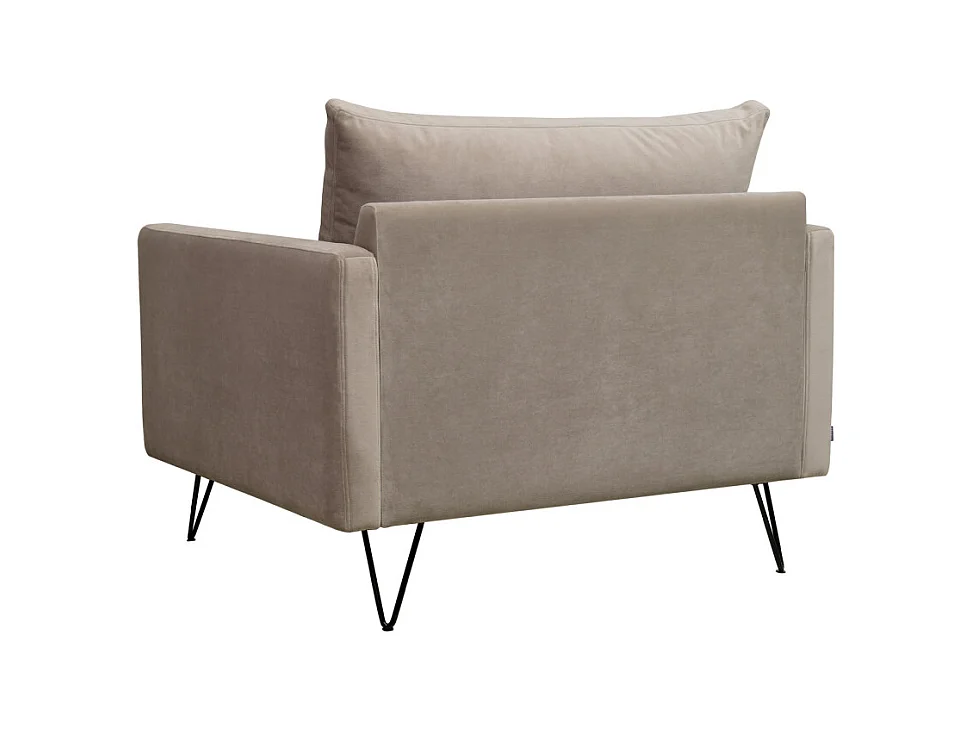 Villabon - Fauteuil XL en velours pieds épingles noirs - Beige